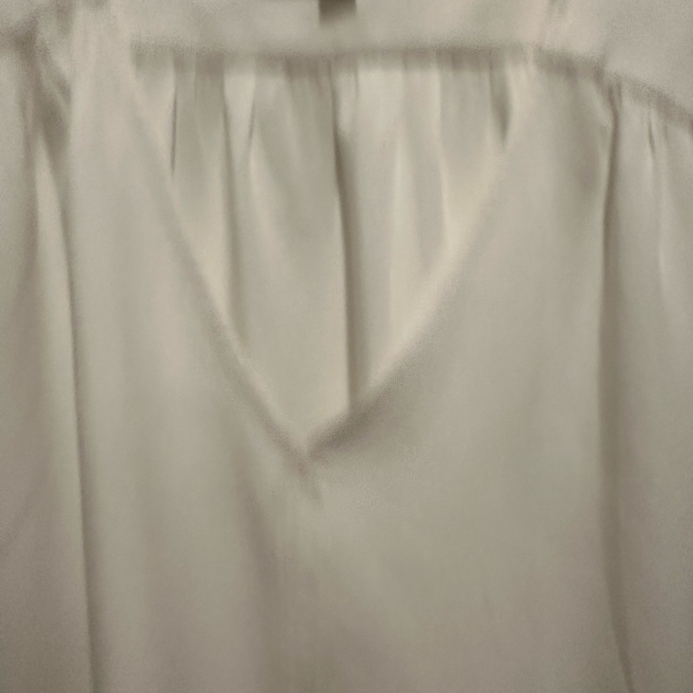 LOFT Cream Blouse with Pleated Neckline